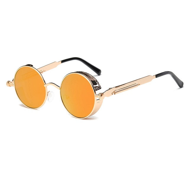AAOO Metal Round Steampunk Sunglasses Men Women Fashion Glasses Retro Frame Vintage Sunglasses High Quality UV400