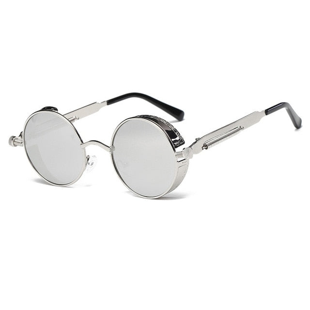 AAOO Metal Round Steampunk Sunglasses Men Women Fashion Glasses Retro Frame Vintage Sunglasses High Quality UV400