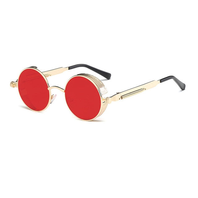 AAOO Metal Round Steampunk Sunglasses Men Women Fashion Glasses Retro Frame Vintage Sunglasses High Quality UV400