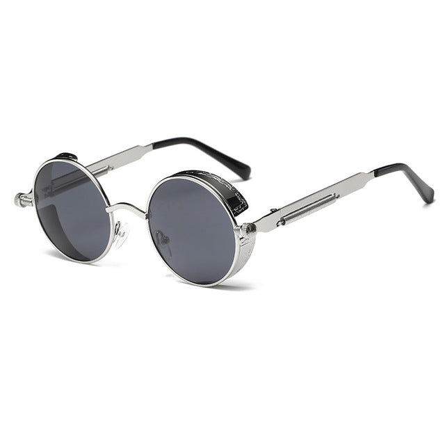AAOO Metal Round Steampunk Sunglasses Men Women Fashion Glasses Retro Frame Vintage Sunglasses High Quality UV400