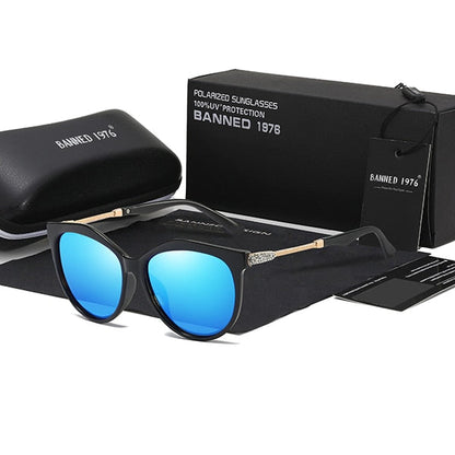 AAOO New Luxury HD Polarized Women Sunglasses Fashion Round Ladies Vintage Design cat eye woman Female Sun Glasses oculos