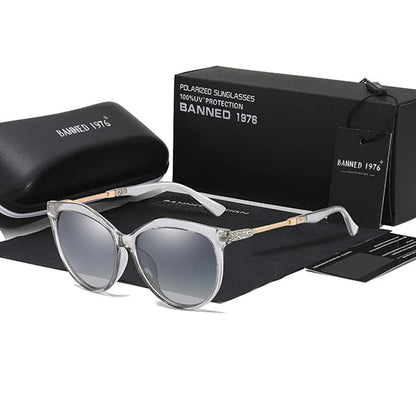AAOO New Luxury HD Polarized Women Sunglasses Fashion Round Ladies Vintage Design cat eye woman Female Sun Glasses oculos