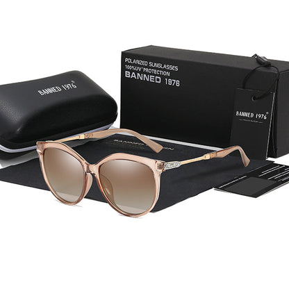 AAOO New Luxury HD Polarized Women Sunglasses Fashion Round Ladies Vintage Design cat eye woman Female Sun Glasses oculos