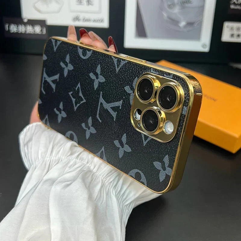 AAOO NEUES DESIGN WEICHE LUXUS-IPHONE-HÜLLE MIT GOLDENEM RAND