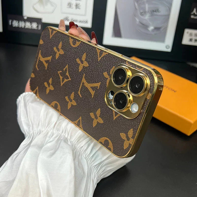 AAOO NEUES DESIGN WEICHE LUXUS-IPHONE-HÜLLE MIT GOLDENEM RAND